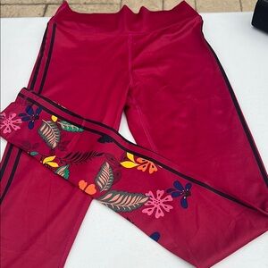 Carbon38 Red Floral Leggings